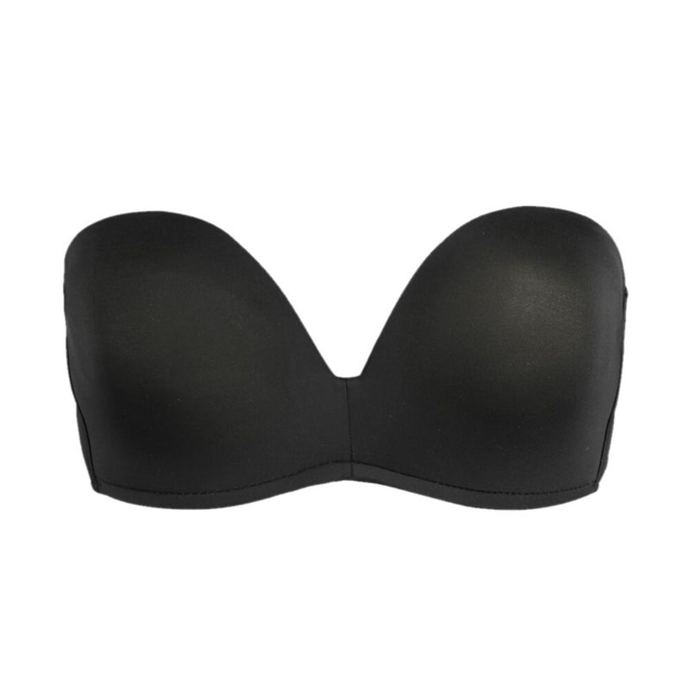 Strapless Anti-Slip Invisible Push Up Seamless Underwire Bra Black